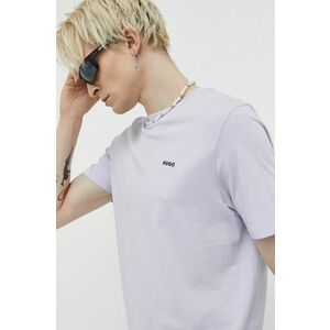 Bavlnené tričko HUGO fialová farba, jednofarebné vyobraziť