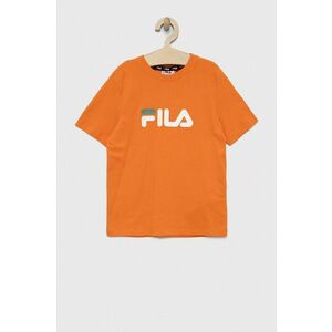 Detské bavlnené tričko Fila oranžová farba, s potlačou vyobraziť
