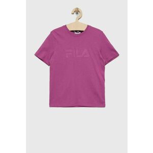 Detské bavlnené tričko Fila fialová farba, s potlačou vyobraziť
