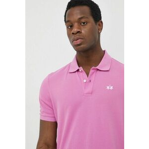 Bavlnené polo tričko La Martina fialová farba, jednofarebné vyobraziť