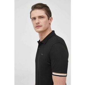 Bavlnené polo tričko BOSS čierna farba, jednofarebné vyobraziť