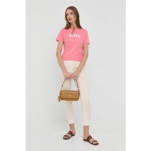 Bavlnené tričko BOSS ružová farba, vyobraziť