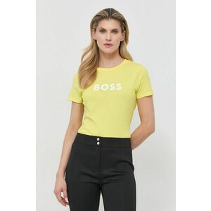 Bavlnené tričko BOSS žltá farba, vyobraziť