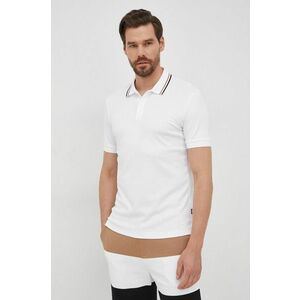 Bavlnené polo tričko BOSS biela farba, jednofarebné vyobraziť