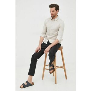 Ľanová košeľa Calvin Klein pánska, slim, s klasickým golierom vyobraziť