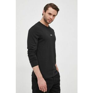 Tričko s dlhým rukávom BOSS Boss Casual pánske, čierna farba, jednofarebné vyobraziť