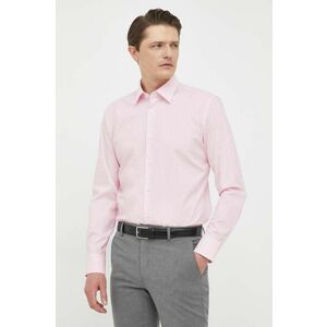 Košeľa BOSS pánska, ružová farba, slim, s klasickým golierom vyobraziť