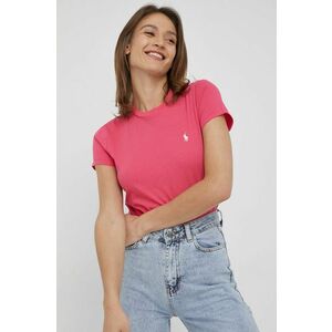 Bavlnené tričko Polo Ralph Lauren ružová farba, vyobraziť
