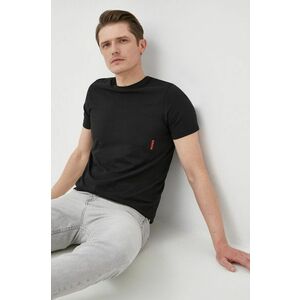 Bavlnené tričko HUGO 2-pak čierna farba, jednofarebné vyobraziť