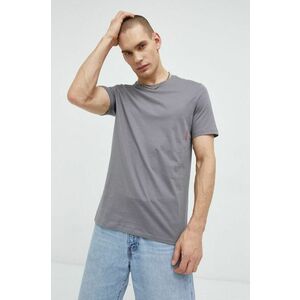 Bavlnené tričko HUGO 2-pak šedá farba, jednofarebné vyobraziť