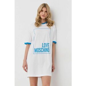 Bavlnené šaty Love Moschino biela farba, mini, oversize vyobraziť