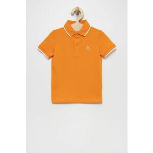 Detské polo tričko Calvin Klein Jeans oranžová farba, s potlačou vyobraziť