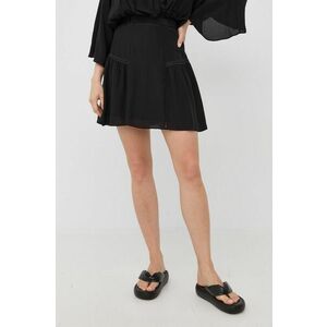 Hodvábna sukňa The Kooples čierna farba, mini, áčkový strih vyobraziť