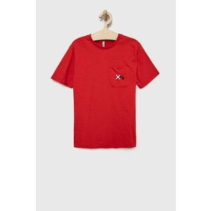 Detské bavlnené tričko Birba&Trybeyond červená farba, s potlačou vyobraziť