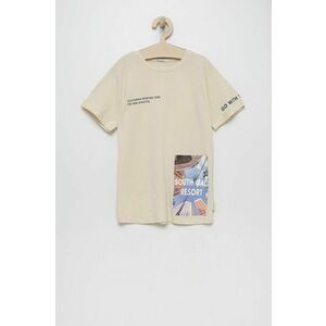 Detské bavlnené tričko Tom Tailor béžová farba, s potlačou vyobraziť