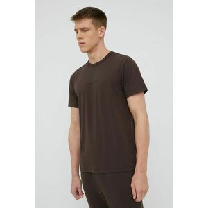 Pyžamové tričko Calvin Klein Underwear pánsky, hnedá farba, s nášivkou vyobraziť