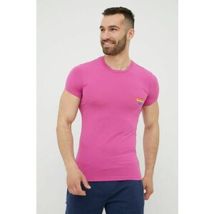 Tričko Emporio Armani Underwear pánske, ružová farba, s potlačou vyobraziť