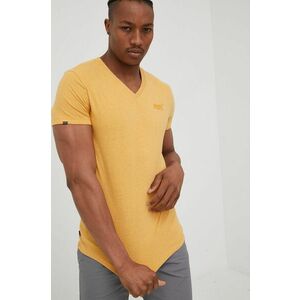 Bavlnené tričko Superdry žltá farba, melanžové vyobraziť