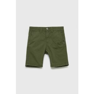 Detské krátke nohavice Pepe Jeans zelená farba, nastaviteľný pás vyobraziť