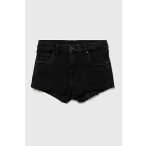 Detské rifľové krátke nohavice Pepe Jeans čierna farba, jednofarebné, nastaviteľný pás vyobraziť