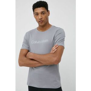 Tréningové tričko Calvin Klein Performance Ck Essentials šedá farba, s potlačou vyobraziť