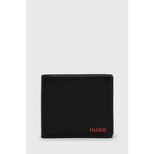 Kožená peňaženka HUGO pánsky, čierna farba vyobraziť