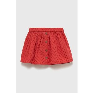 Dievčenská bavlnená sukňa United Colors of Benetton červená farba, mini, áčkový strih vyobraziť