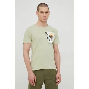 Bavlnené tričko Tom Tailor zelená farba, s potlačou vyobraziť