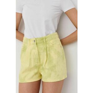 Rifľové krátke nohavice Patrizia Pepe dámske, zelená farba, vzorované, vysoký pás vyobraziť