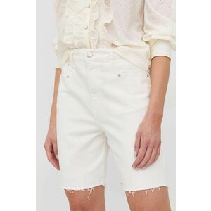 Rifľové krátke nohavice Twinset dámske, biela farba, jednofarebné, vysoký pás vyobraziť