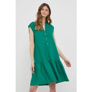 Ľanové šaty Marc O'Polo zelená farba, mini, oversize vyobraziť