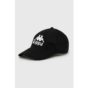 Bavlnená čiapka Kappa čierna farba, s nášivkou vyobraziť
