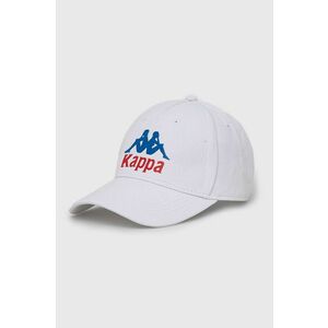 Bavlnená čiapka Kappa biela farba, s nášivkou vyobraziť