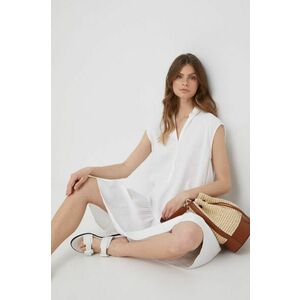 Ľanové šaty Marc O'Polo biela farba, mini, oversize vyobraziť