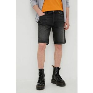 Rifľové krátke nohavice Superdry pánske, čierna farba, vyobraziť