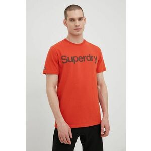 Bavlnené tričko Superdry oranžová farba, s potlačou vyobraziť