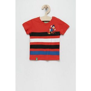 Detské bavlnené tričko United Colors of Benetton červená farba, s potlačou vyobraziť