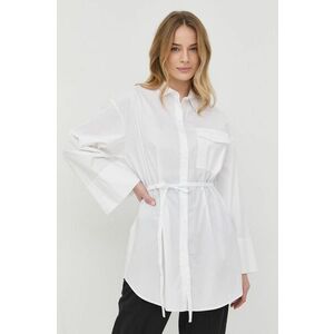Košeľa Twinset dámska, biela farba, voľný strih, s klasickým golierom vyobraziť