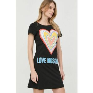 Bavlnené šaty Love Moschino čierna farba, mini, rovný strih vyobraziť