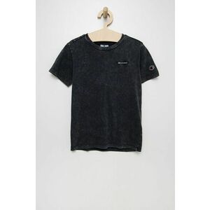 Detské bavlnené tričko Champion 305967 čierna farba, s nášivkou vyobraziť