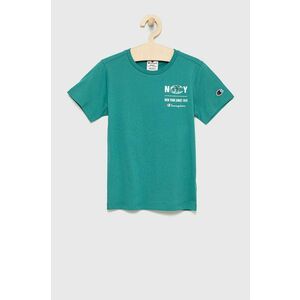 Detské bavlnené tričko Champion 305991 zelená farba, s potlačou vyobraziť