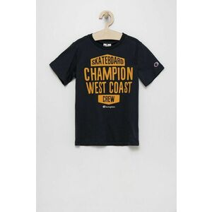 Detské bavlnené tričko Champion 305993 tmavomodrá farba, s potlačou vyobraziť