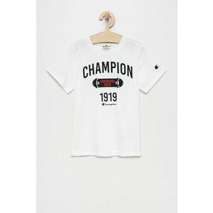 Detské bavlnené tričko Champion 305993 biela farba, s potlačou vyobraziť