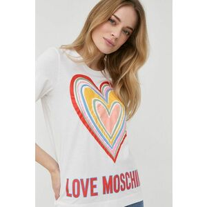 Bavlnené tričko Love Moschino biela farba vyobraziť