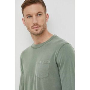 Bavlnené tričko s dlhým rukávom s.Oliver zelená farba, jednofarebné vyobraziť