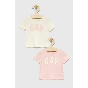 Detské bavlnené tričko GAP ružová farba, vyobraziť