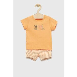 Detská bavlnená súprava United Colors of Benetton oranžová farba vyobraziť