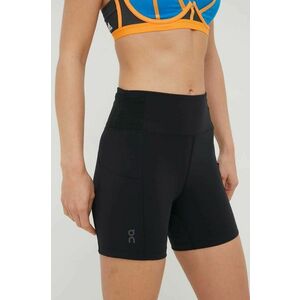 Bežecké šortky On-running dámske, čierna farba, jednofarebné, vysoký pás vyobraziť