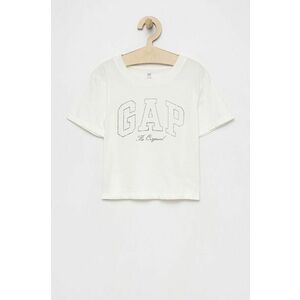 Detské bavlnené tričko GAP biela farba, vyobraziť