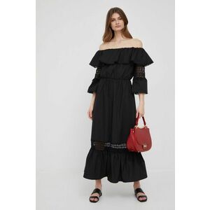 Bavlnené šaty XT Studio čierna farba, midi, áčkový strih vyobraziť